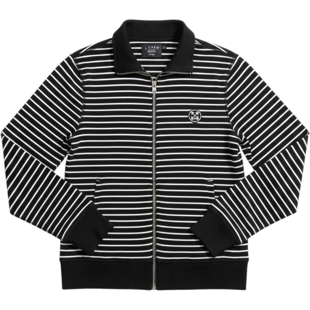 J. Crew Mens Large Navy and White Striped Cotton Full Zip‎ Jacket Nautical Yacht